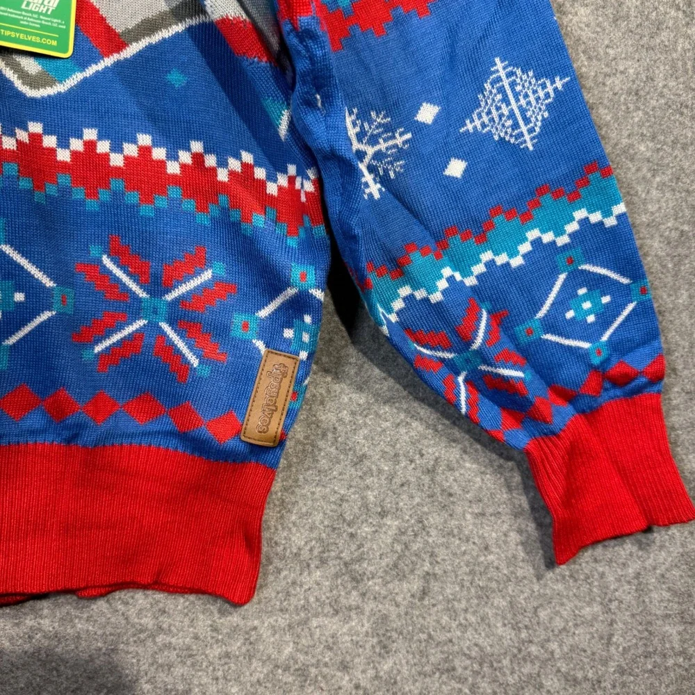 Tipsy Elves‎ Natural Light Ugly Christmas Sweater Mens 4XL Blue Beer NIP